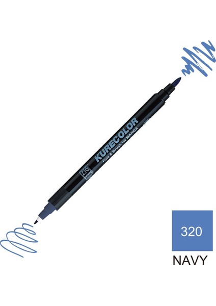 Kurecolor Mangaka Fine&brush Çift Taraflı Kalem CNKC-2200 No 320 Navy