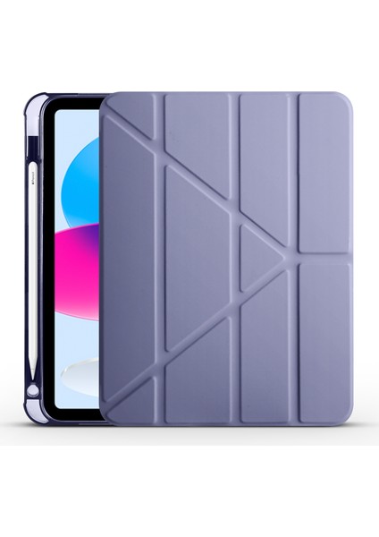 iPad 10.9 2022 (10.nesil) Kılıf Tri Folding Kalem Bölmeli Standlı