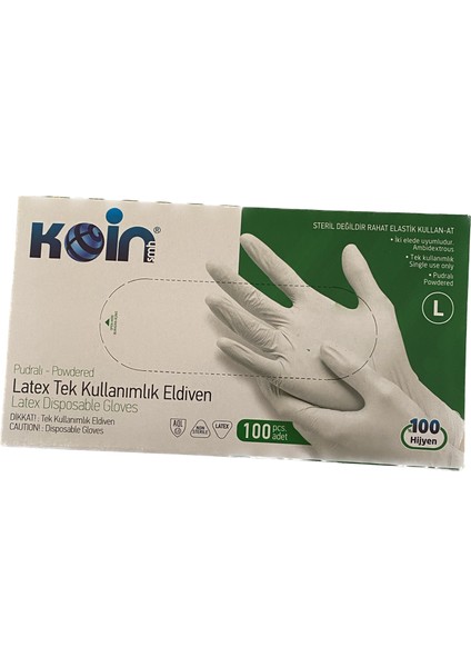 Lateks Pudralı Muayene Eldiven (L Beden)