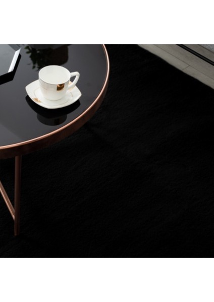 Rex Tavşanı Dekoratif Post Peluş Halı Siyah (Tüy Yüksekliği 22 Mm) fiyatları