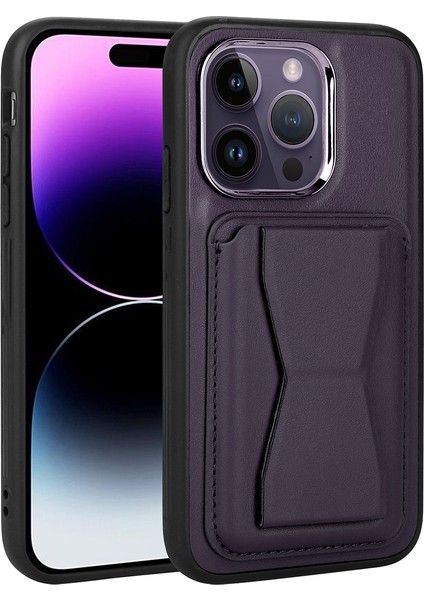 iPhone 12 Pro Max Standlı Kılıf Destekli Ayrılabilir Kart Tutuculu Kılıf Pu Orijinal Deri Cardsafe