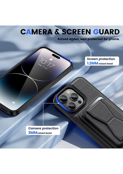 iPhone 12 Pro Max Standlı Kılıf Destekli Ayrılabilir Kart Tutuculu Kılıf Pu Orijinal Deri Cardsafe