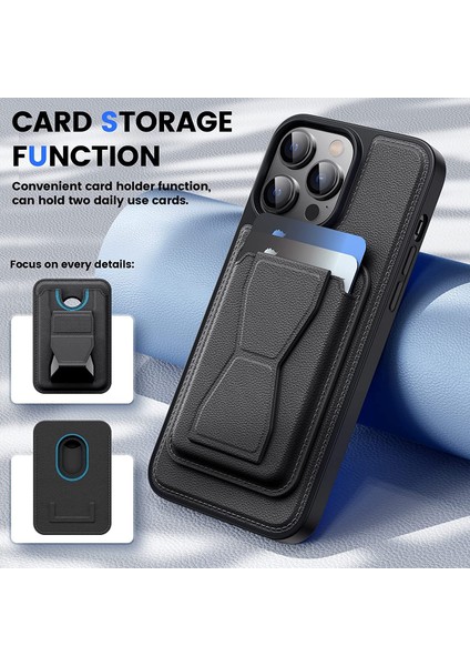 iPhone 12 Pro Max Standlı Kılıf Destekli Ayrılabilir Kart Tutuculu Kılıf Pu Orijinal Deri Cardsafe