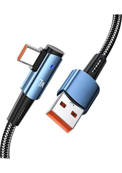 USB C Kablosu 7A/100W （20V/5A） Type Şarj Cihazı Hızlı Şarj Kablosu Sağ Açı - Mavi (Yurt Dışından)
