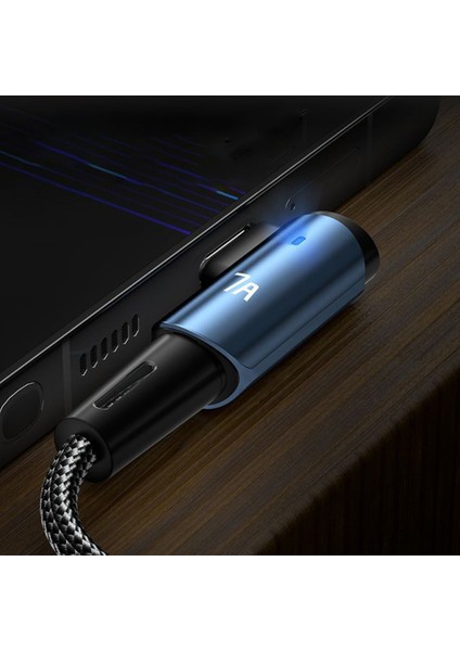 USB C Kablosu 7A/100W （20V/5A） Type Şarj Cihazı Hızlı Şarj Kablosu Sağ Açı - Mavi (Yurt Dışından)