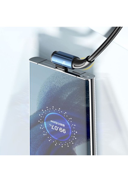 USB C Kablosu 7A/100W （20V/5A） Type Şarj Cihazı Hızlı Şarj Kablosu Sağ Açı - Mavi (Yurt Dışından)