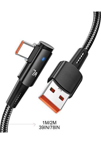 USB C Kablosu 7A/100W （20V/5A） Type Şarj Cihazı Hızlı Şarj Kablosu Sağ Açı - Mavi (Yurt Dışından)