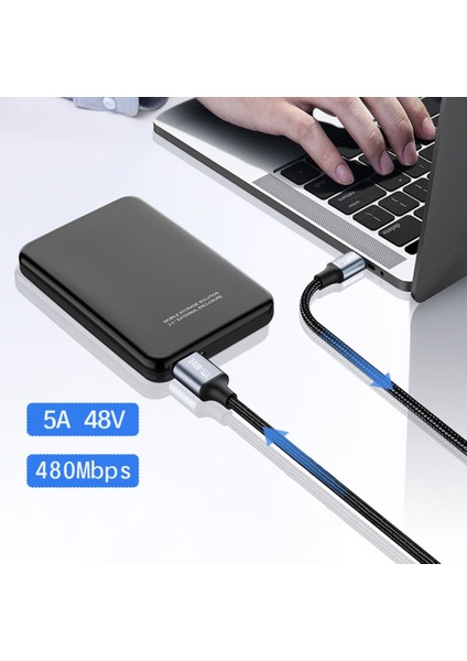 Qc3.0 Pd 240W USB C USB Type Kablosu Pd 240W Hızlı Şarj Kablosu - Siyah (Yurt Dışından)