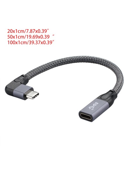 Hd 60Hz Pd 5A USB 3.1 Type-C Uzatma Kablosu Dizüstü Bilgisayar Için 100W Usb-C Extender Kablosu - Gri (Yurt Dışından)