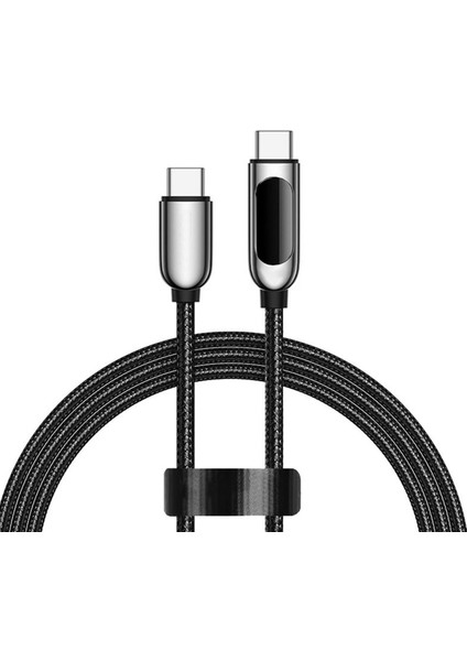Type-C-C Tipi Hızlı Şarj Kablosu Standartnaylon Örgülü Telefon Şarj Teli - Siyah (Yurt Dışından)