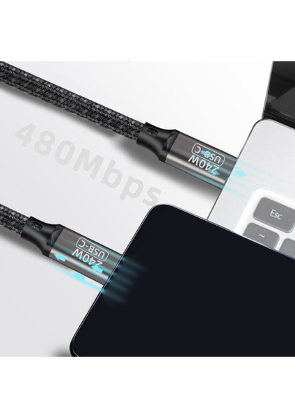 240W Type Type USB C 5A 48V Hızlı Şarj Şarj Cihazı Tel Kablosu 0.5m/1m/2m - Siyah (Yurt Dışından)