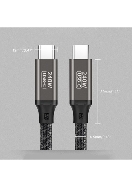 240W Type Type USB C 5A 48V Hızlı Şarj Şarj Cihazı Tel Kablosu 0.5m/1m/2m - Siyah (Yurt Dışından)