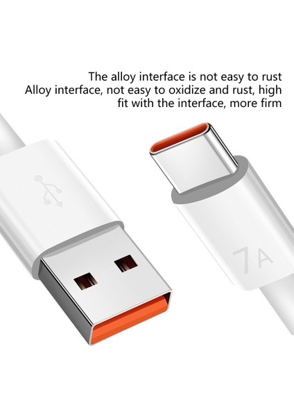 USB Type Kablosu Hızlı Şarj 7A Cep Telefonu Için Yüksek Akım Şarj - Beyaz (Yurt Dışından)