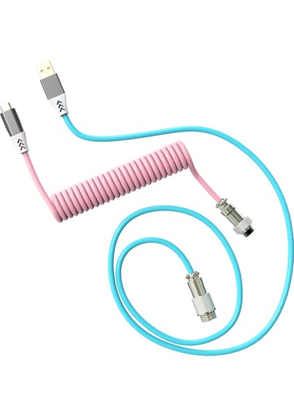 Metal Konnektörlü USB Mekanik Klavye Kablosu Özel Sarmal Tip -C - - Beyaz (Yurt Dışından)