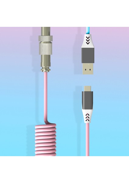 Metal Konnektörlü USB Mekanik Klavye Kablosu Özel Sarmal Tip -C - - Beyaz (Yurt Dışından) fırsatları