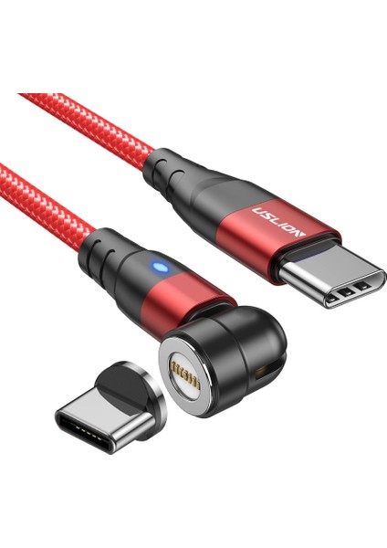 3 Arada 1 Hızlı Şarj Çok Naylon Örgülü Veri Senkronizasyon Kordon Mıknatıs Şarj Kablosu - Kırmızı (Yurt Dışından)