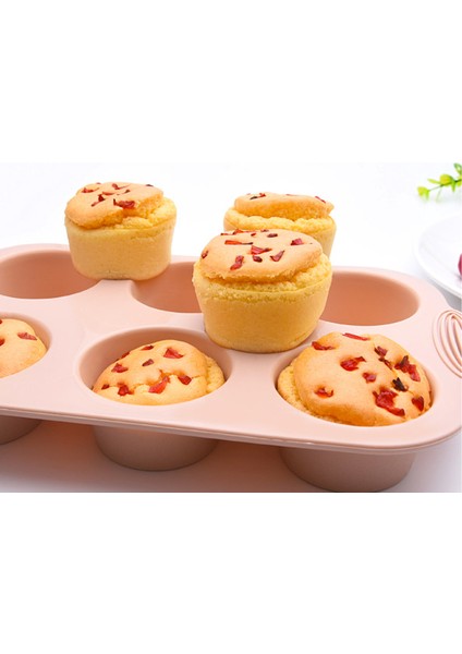 6 Mini Kek Kalıbı Silikon Buhar Dayanıklı Yüksek Isıya Dayanıklı (Yurt Dışından)