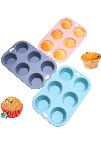 6 Mini Kek Kalıbı Silikon Buhar Dayanıklı Yüksek Isıya Dayanıklı (Yurt Dışından)