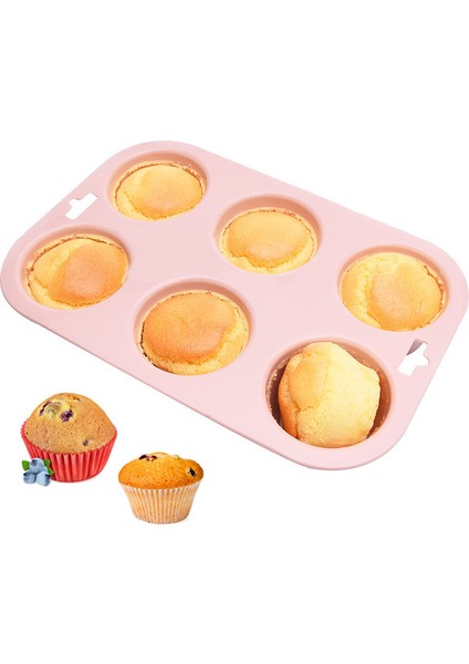 6 Mini Kek Kalıbı Silikon Buhar Dayanıklı Yüksek Isıya Dayanıklı (Yurt Dışından)