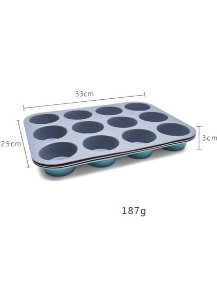 12 Mini Kek Kalıbı Silikon Buhar Dayanıklı Yüksek Isıya Dayanıklı (Yurt Dışından)