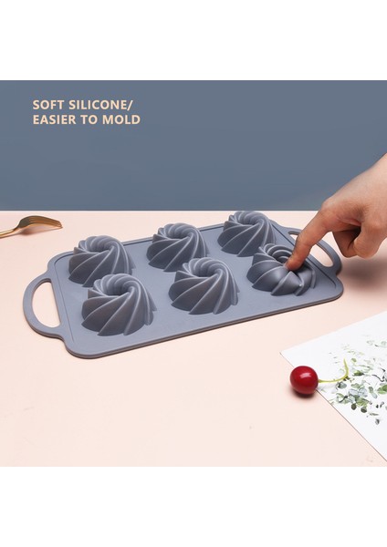 6 Mini Kek Kalıbı Silikon Buhar Dayanıklı Yüksek Isıya Dayanıklı (Yurt Dışından)