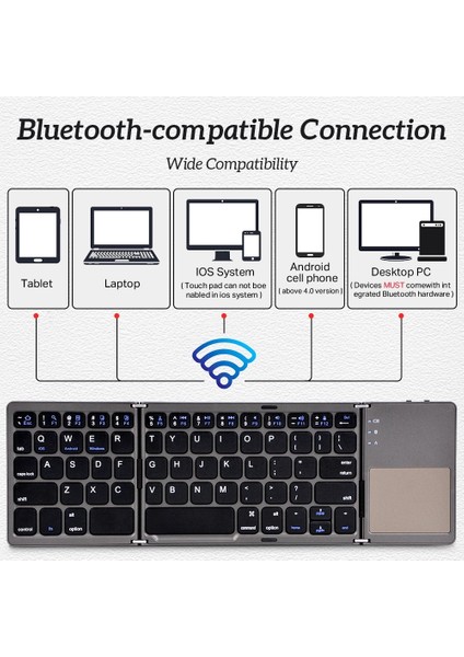 Kablosuz Katlanır Taşınabilir Mini Bluetooth Klavye (Yurt Dışından)