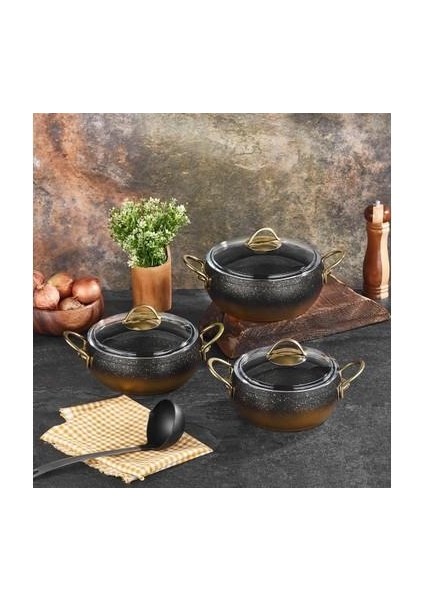 Dn 20008 7 Parça Granit Tencere Seti-Gold