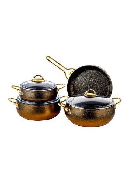 Dn 20008 7 Parça Granit Tencere Seti-Gold