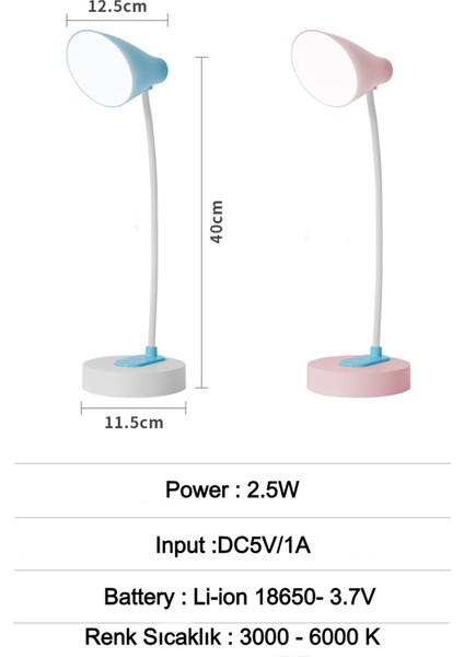 Akrobatik Şarjlı Dokunmatik Masa Lambası Ders Çalışma Okuma  Aydınlatma  Işığı 3 Renk Işık 20 LED