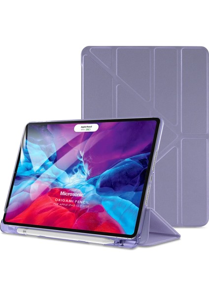 Apple iPad Pro 12.9`` 2022 6. Nesil Kılıf (A2436-A2764-A2437-A2766) Origami Pencil Lila