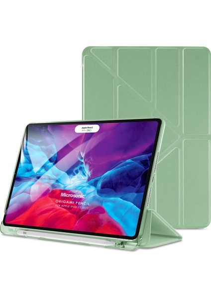 Apple iPad Pro 11`` 2022 4. Nesil Kılıf (A2759-A2435-A2761-A2762) Origami Pencil Açık Yeşil