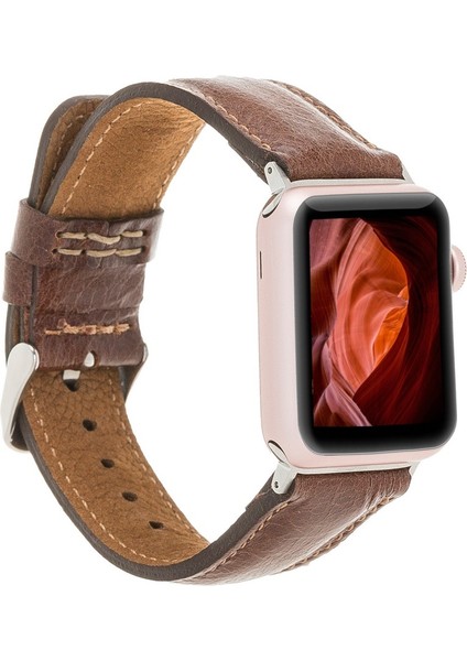 Apple Watch Uyumlu Deri Kordon 42-44-45MM Vs5 Kahve