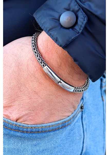 925 Ayar Gümüş Erkek Oksitli Bileklik 201021836 fiyatları