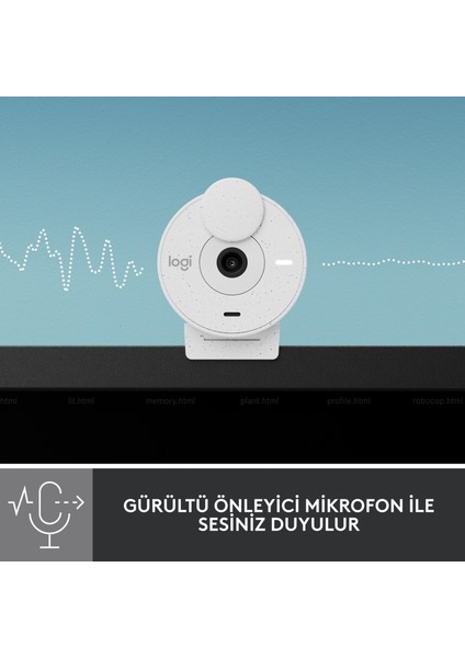 BRIO 300 Full HD 1080p Gizlilik Kapaklı Mikrofonlu Web Kamerası - Beyaz