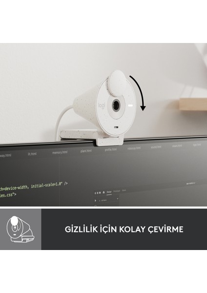 BRIO 300 Full HD 1080p Gizlilik Kapaklı Mikrofonlu Web Kamerası - Beyaz