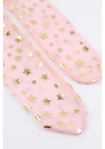 Pudra Üzeri Yıldız Detaylı Kız Çocuk Tül Çorap