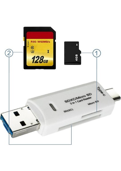 To Otg Type-C Kart Okuyucu USB 3.0 A Micro Combo To Tf Sd (Yurt Dışından)