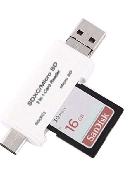 Bs Otg Type-C Kart Okuyucu USB 3.0 USB A Micro USB Combo To Tf Sd Kart Okuyucu (Yurt Dışından)
