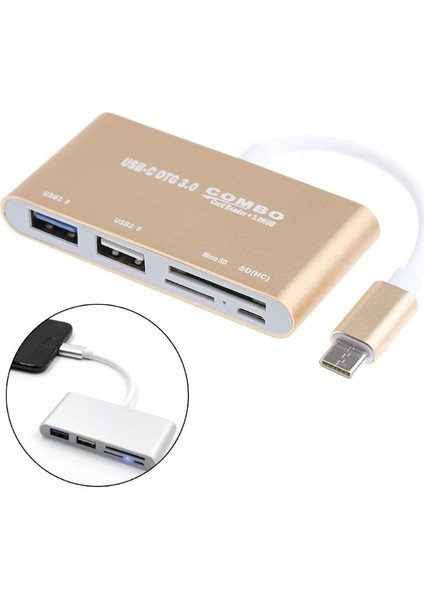 Combo T-693 USB 3.1 Tip C - Sd Micro Sd Tf Kart Okuyucu USB 2.0 Usb3.0 Otg Şarj Adaptörü - Gümüş (Yurt Dışından)