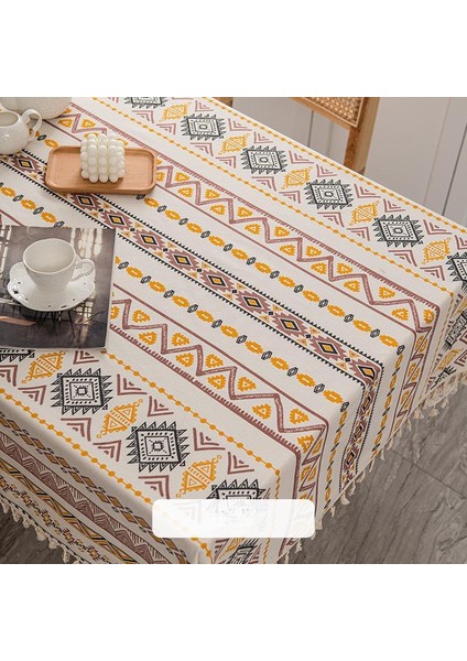 Xuanyuange Bohemian Pamuk ve Keten Tek Kullanımlık Masa Örtüsü Geçirmez Yağ Geçirmez (Yurt Dışından)