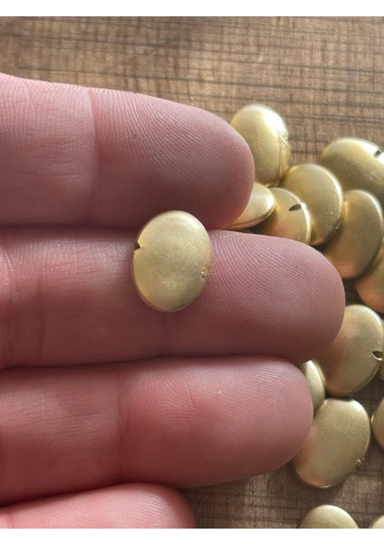 1.5 cm Oval Altın Sarısı Delikli Aksesuar Boncuk