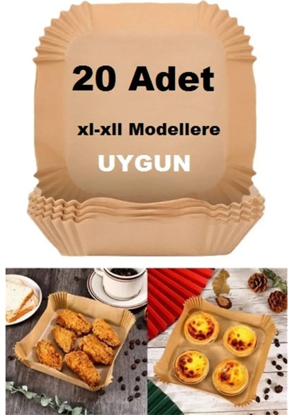 Büyük Boy Air Fryer Fritöz Pişirme Kağıdı 20 Adet