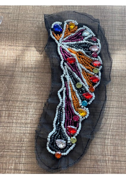 19X7 cm Boncuk Işleme Yaka Omuz Apolet Arma Yama Dikiş Aksesuarı