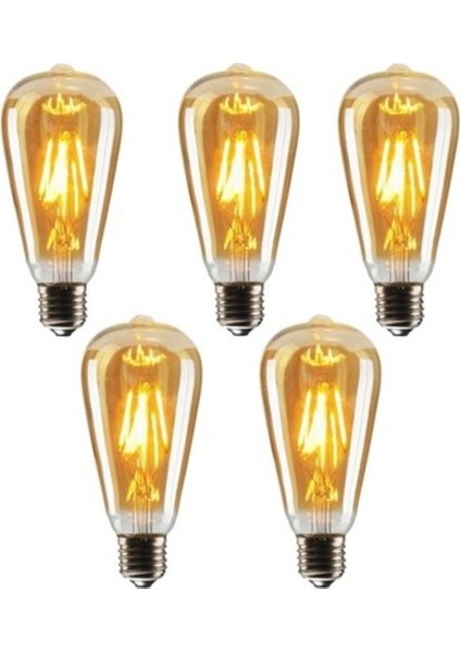 Grafen Rustik Led Ampul 5 Li Eko Paket Amber E27 Duy Armut Tipi St64