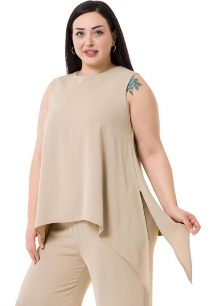 Büyük Beden Bluz Pantolon Bej Rengi Takım fiyatları