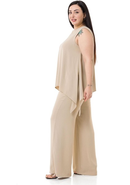 Büyük Beden Bluz Pantolon Bej Rengi Takım fırsatları