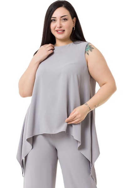 Büyük Beden Bluz Pantolon Gri Takım fiyatları