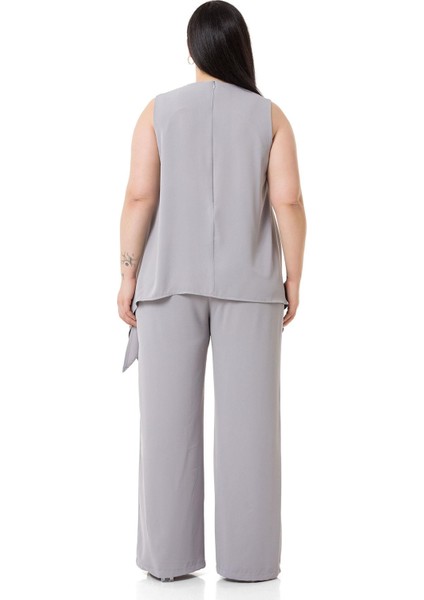 Büyük Beden Bluz Pantolon Gri Takım modelleri