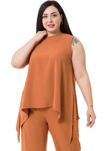 Büyük Beden Bluz Pantolon Tarçın Rengi Takım fiyatları