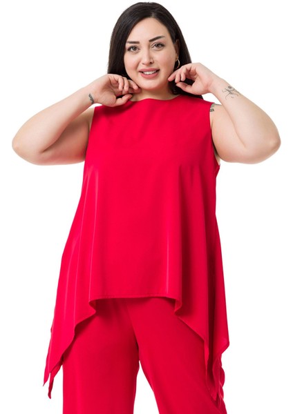 Büyük Beden Bluz Pantolon Kırmızı Takım fiyatları